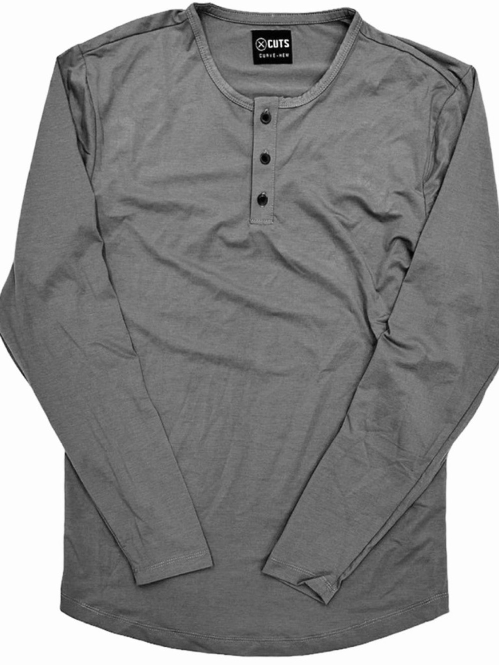 Cuts Clothing Men's Henley Signature Fit Long Sleeve Tee T-Shirt - SPLIT HEM